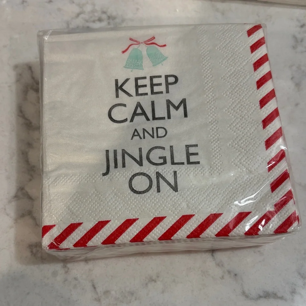 Blue Snowman & White 'Keep Calm and Jingle On' Holiday Napkin Set